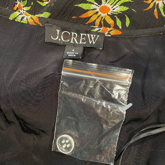 NWOT J.Crew Women's Sz 4 Flutter Wrap Dress Starburst Floral Black Multi Chiffon - Picture 5 of 16